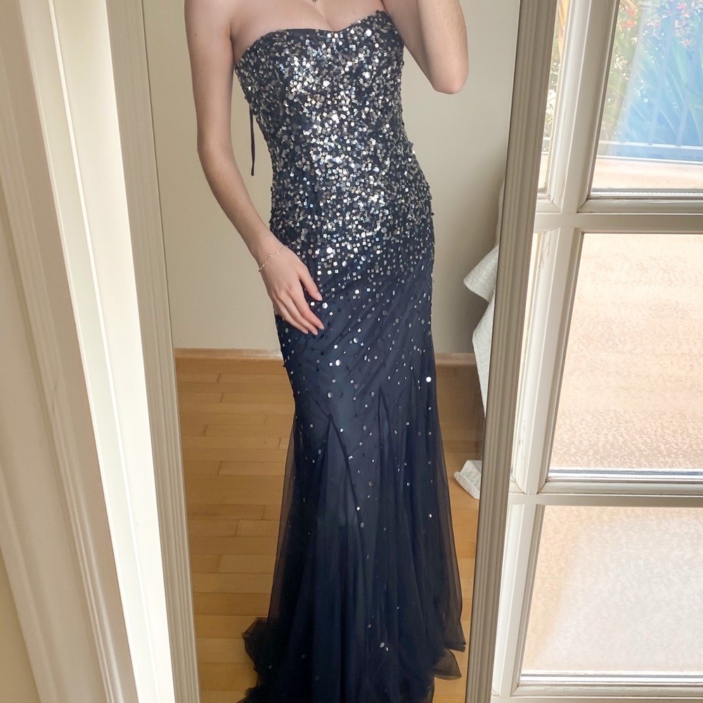 Sequined Strapless Dress Formal Adrianna Papell 4